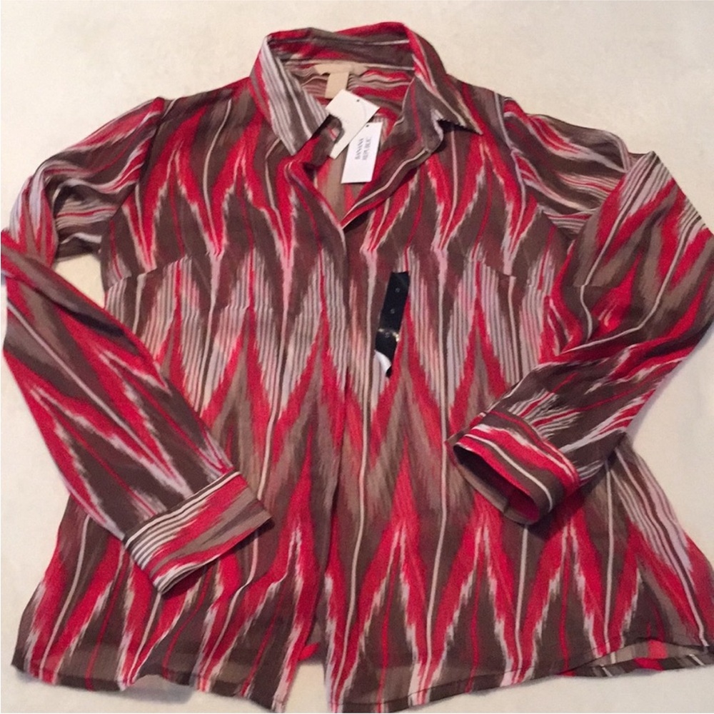 Banana Republic Red and Brown Button Down Shirt